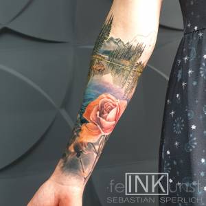 Realistic Color Tattoo Landschaft